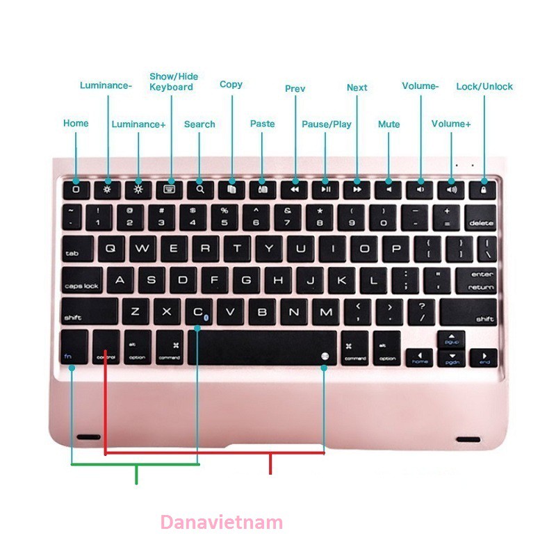 Bàn phím Bluetooth  F19A/ F19B cho iPad Pro 9.7''/ iPad Air/ iPad Air 2 (Rose Gold) Tặng tai nghe iPhone