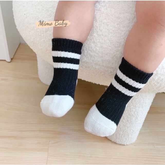 Tất vớ cao cổ kẻ ngang phong cách học sinh cho bé T33 Mimo Baby