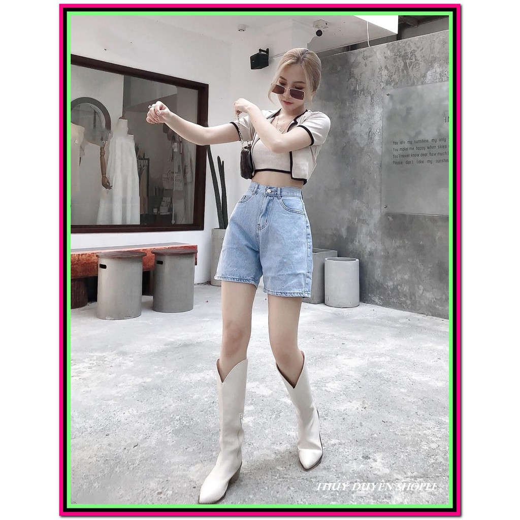 Quần SHORT JEAN NGỐ XUÔN ( dài hơn short, màu: xanh-trắng-đen) siêu đẹp DUYEL-46
