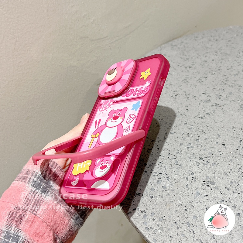 Ốp Điện Thoại TPU Mềm Tích Hợp Gương Hình Gấu / Dâu Tây Cho iPhone 14 13 12 Pro Max 11 Xr Xs Max X