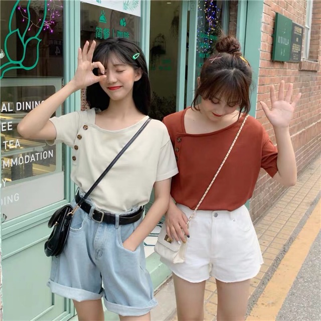 Áo thun nút chéo ulzzang
