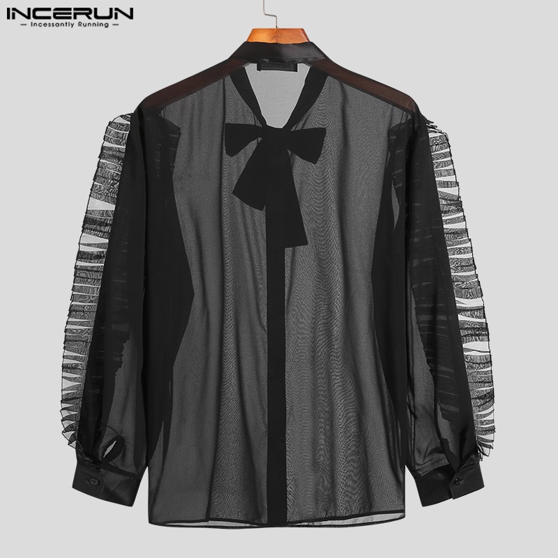 INCERUN Áo Sơ Mi Tay Dài Xuyên Thấu Phong Cách Gothic Thời Trang Dự Tiệc Cho Nam
