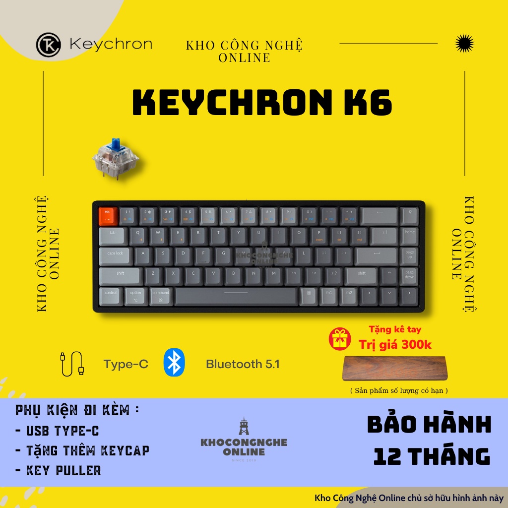 Keychron k6 Hotswap - Bàn phím cơ Keychron K6 RGB - Case nhôm