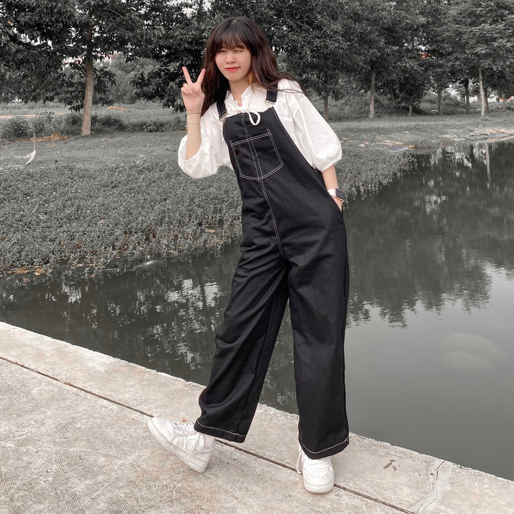 Yếm Quần Chất Kaki Dập Chỉ Nổi MARY Phong Cách Ulzzang - Tuni Store
