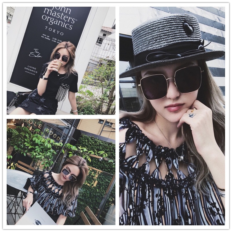 Kính Mát Gọng Vuông Lớn Chống Nắng Ngoài Trời Phong Cách Hàn Quốc Mới Cho Nữ