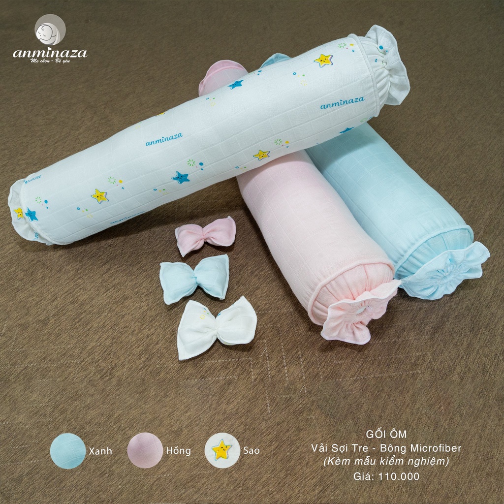 Gối ôm sợi tre 50x12cm cao cấp Anminaza cho bé