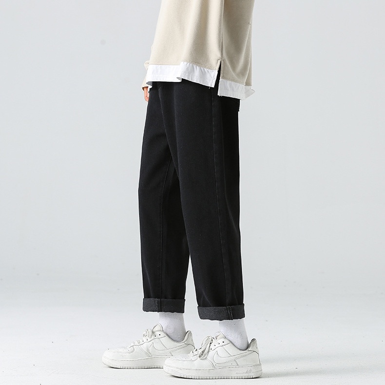 Quần jean suông Hàn Quốc cao cấp dáng rộng ống suông vải jeans bò dày dặn unisex nam nữ R7TR40