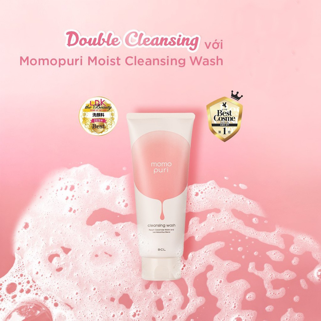 Sữa Rửa Mặt Tẩy Trang Momopuri Peach Moist Cleansing Wash Hương Đào 150g