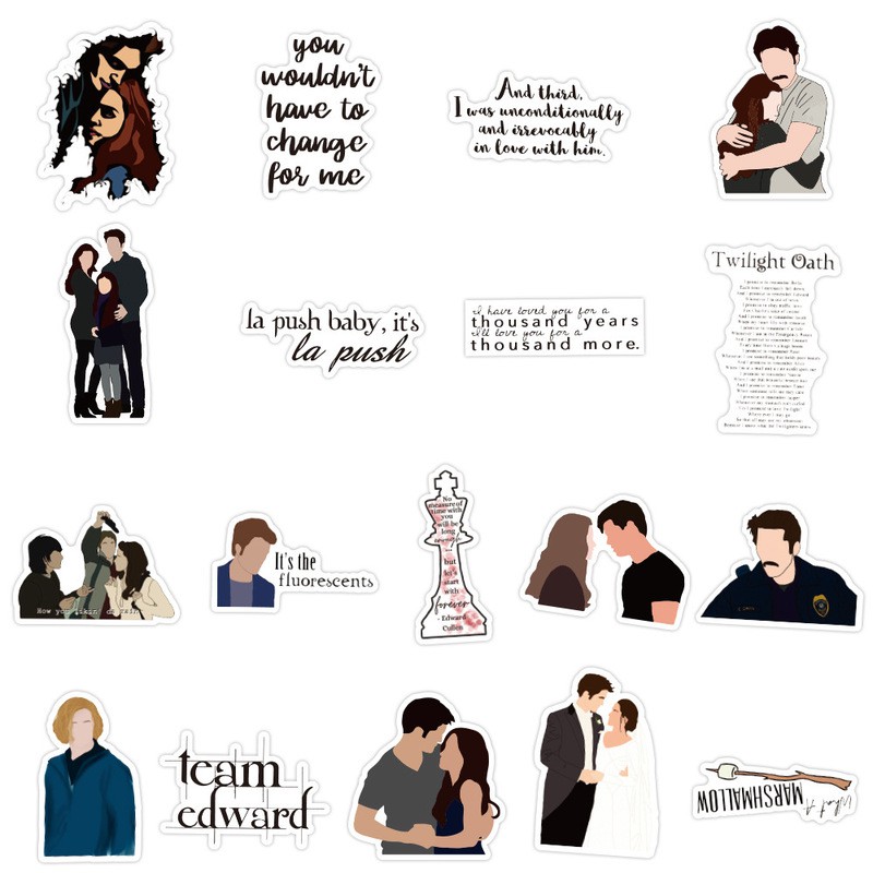 Set 50 miếng sticker dán trang trí chống thấm hình The Twilight Saga độc đáo