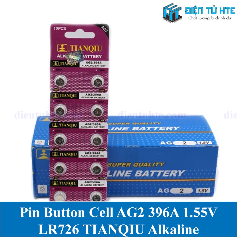 Pin cúc áo TIANQIU AG2 LR726 396A SR726 1.55V Alkaline (Trong vỉ)