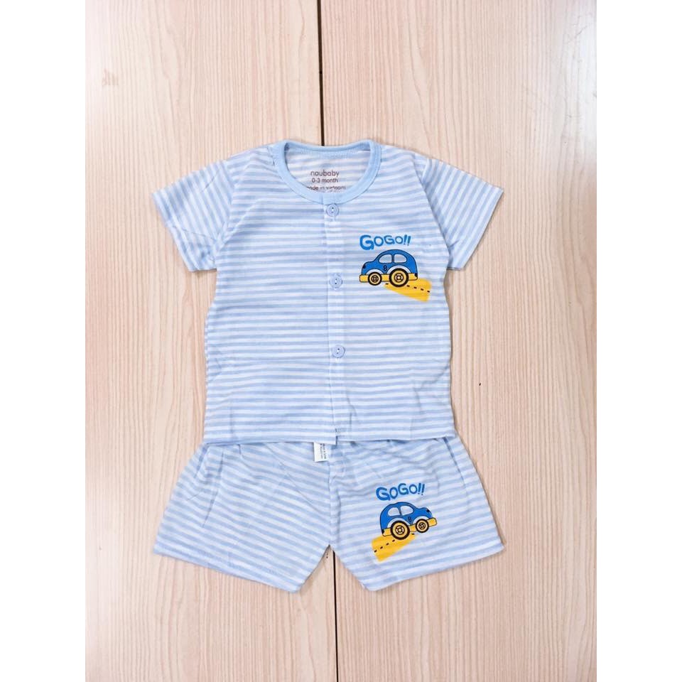 Bộ cộc kẻ Noubaby cotton mềm mát mặc hè 0-15m