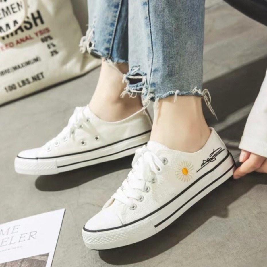 giày nữ Freeship, giày thể thao nữ in hình hoa cúc mã mới 2020 mã CV hoa cúc