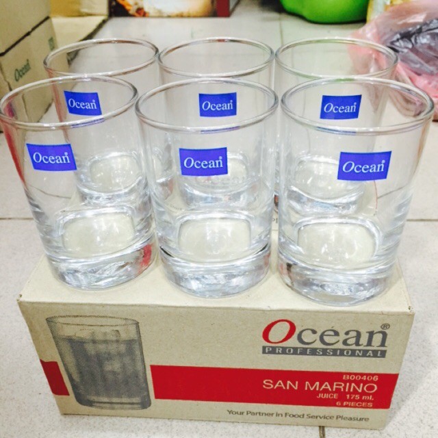 [Chính hãng OCEAN] Bộ 6 cốc ly đựng sữa chua trân châu tàu hũ trân châu đường đen thủy tinh thái lan Ocean 175ml
