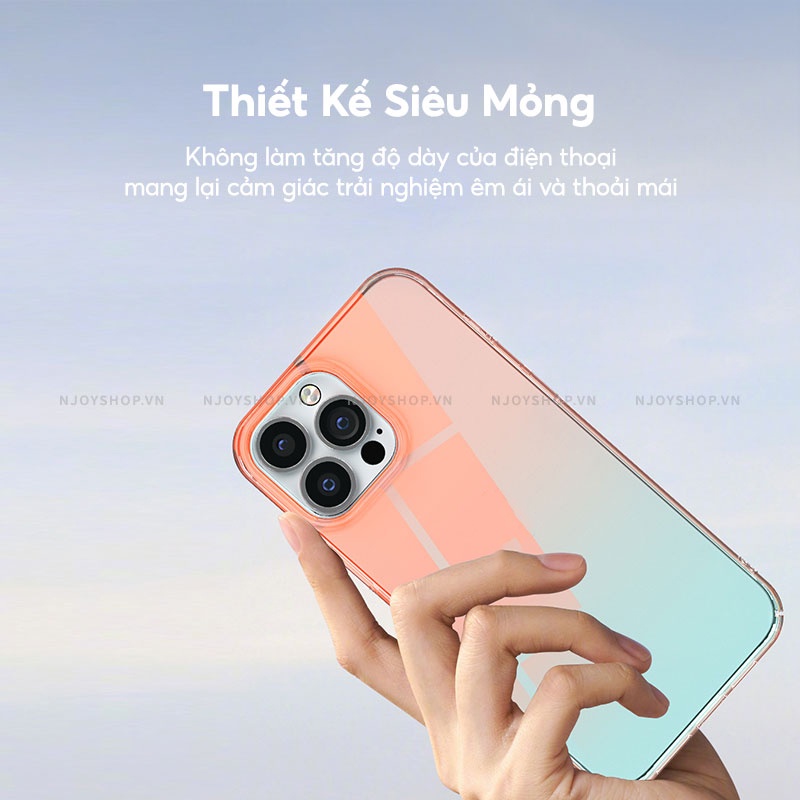 Ốp Lưng Cứng Phản Quang Đổi Màu Chống Ố Vàng Cho Điện Thoại IP13/14 Pro Max Memumi Hologram Njoyshop