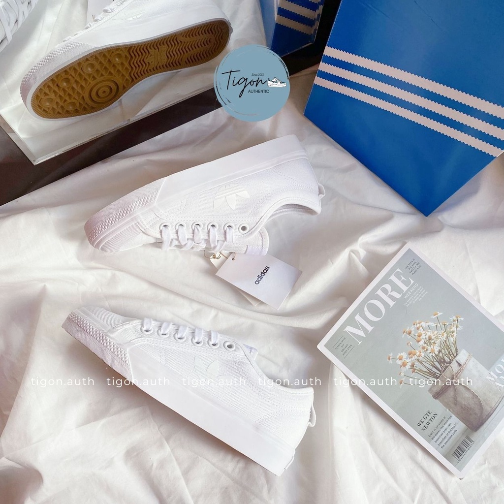 Giày Thể Thao Trắng Adidas Chính Hãng,  Giày Thể Thao Nữ Adidas Nizza Trefoil