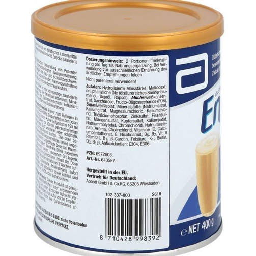 Sữa bột Ensure Abbott Đức Hộp 400g hương Vani.  Date 07/2024