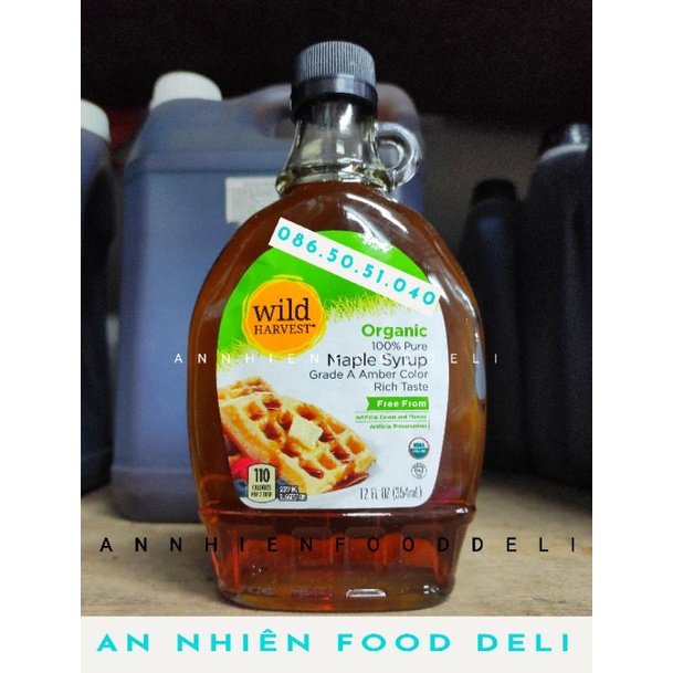 Xi Rô Lá Phong Hữu Cơ Organic Siro Maple Syrup hiệu Wild Harvest chai 354 ml