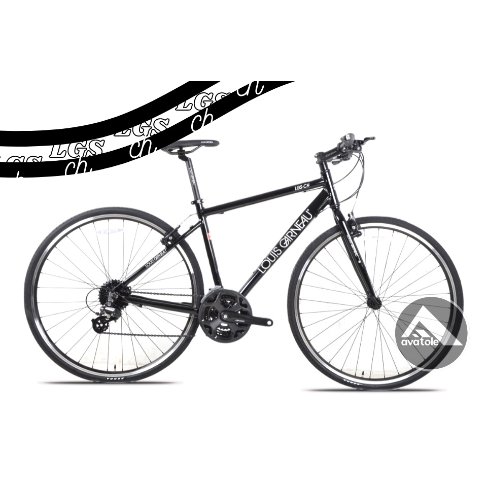 Xe đạp Louis Garneau Lgs-Ch, Khung sườn hợp kim nhôm 6061, Bộ truyền động Shimano Tourney 24speed, Màu trắng đen