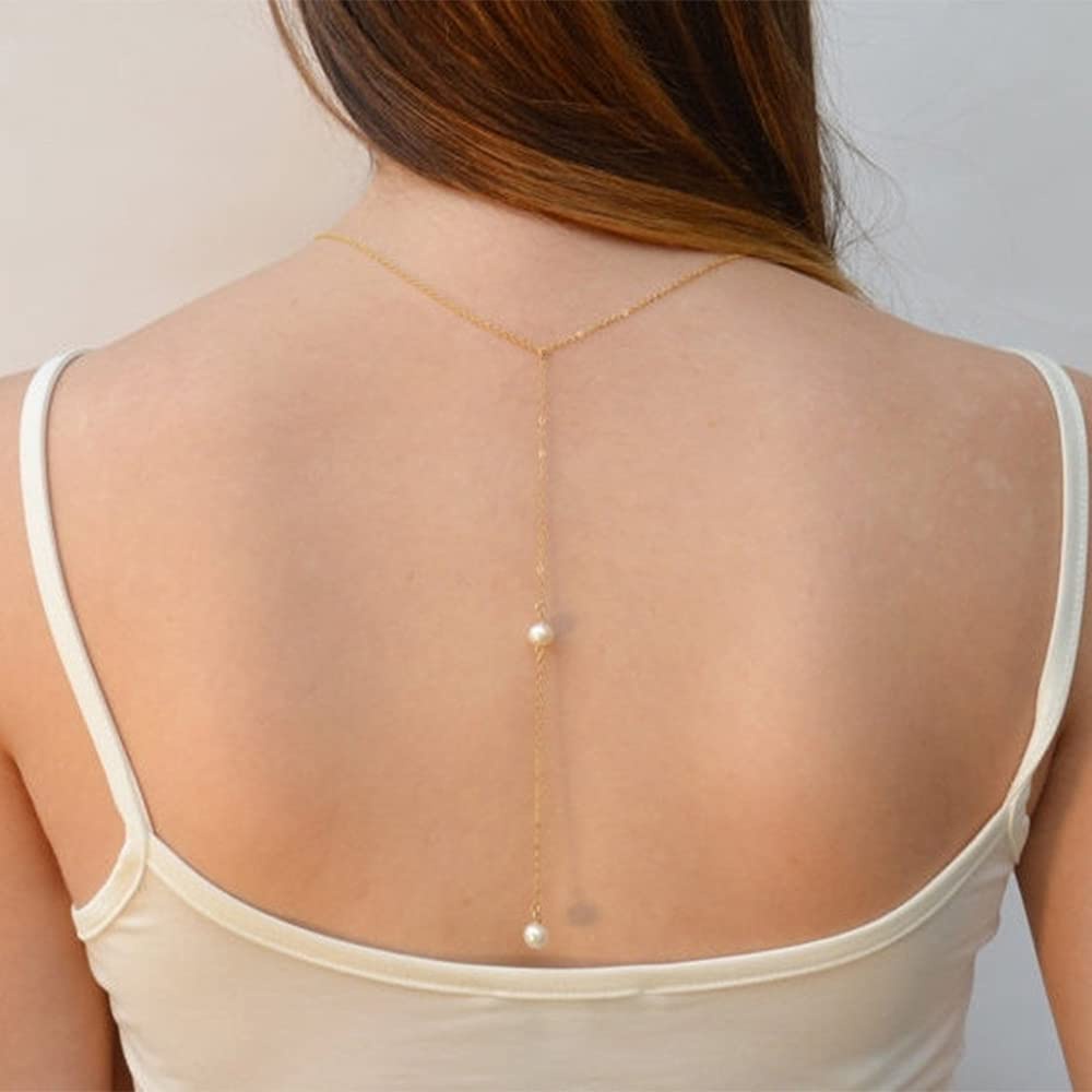 Vòng cổ Đeo Sau Lưng Đính Ngọc Trai Thời Trang Cho Nữ