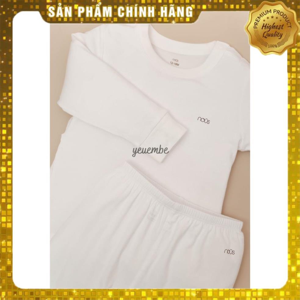 NOUSHANOI - Bộ Đồ NGủ Cài Vai Dài Tay Màu Trắng NOUS Chất Vải Nu Petit Cho Bé Size 12M 18M 9M