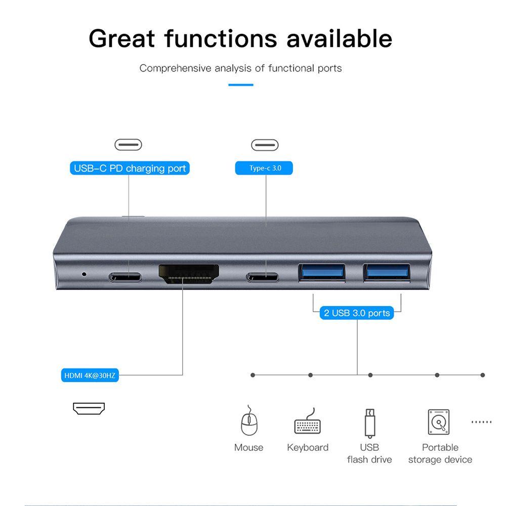 BEBETTERM Bộ Chia Nhiều Cổng USB Type C Bằng Hợp Kim Nhôm Cho Laptop PC