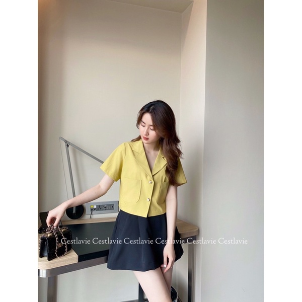 Áo vest dáng ngắn 2 cúc chất cao cấp mặc được nhiều kiểu | BigBuy360 - bigbuy360.vn