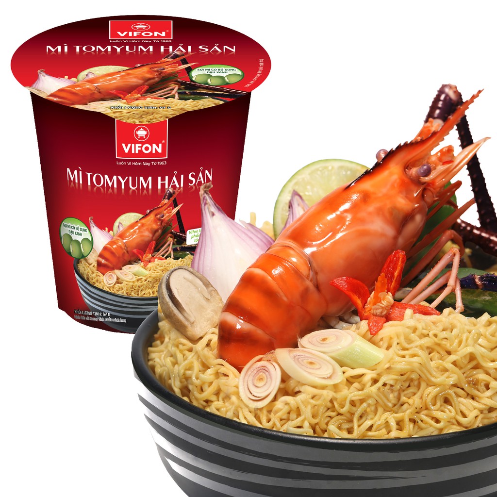 Thùng 24 Ly Mì Topping Tomyum Hải Sản VIFON 67g/Ly