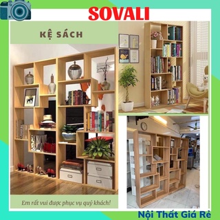 Kệ sách gỗ để sàn chữ U đa tầng nhiều ngăn đa năng thông minh, kích thước 70x20x140 cm sovali