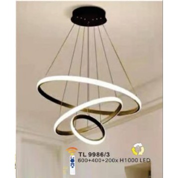 Đèn thả trang trí thả trần 3 vòng led có điều kiển remote WL