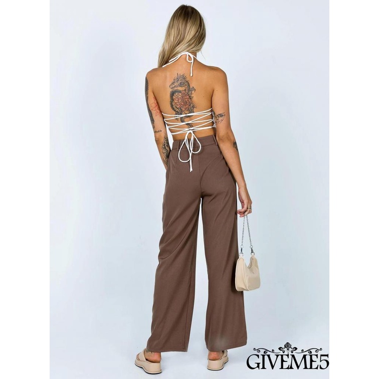 GIVEME-Women Slimming Trousers, Vintage Straight Leg Wide-Leg Suit Pants Casual Party Street High Waist Pants