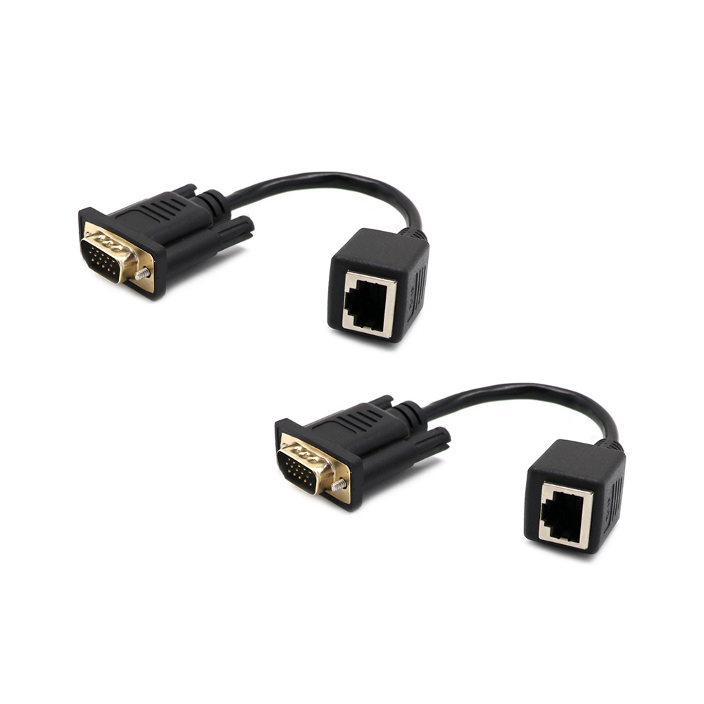 Dây cáp LAN CAT5 CAT6 chuyển đổi VGA sang RJ45 chuyên dụng màu đen