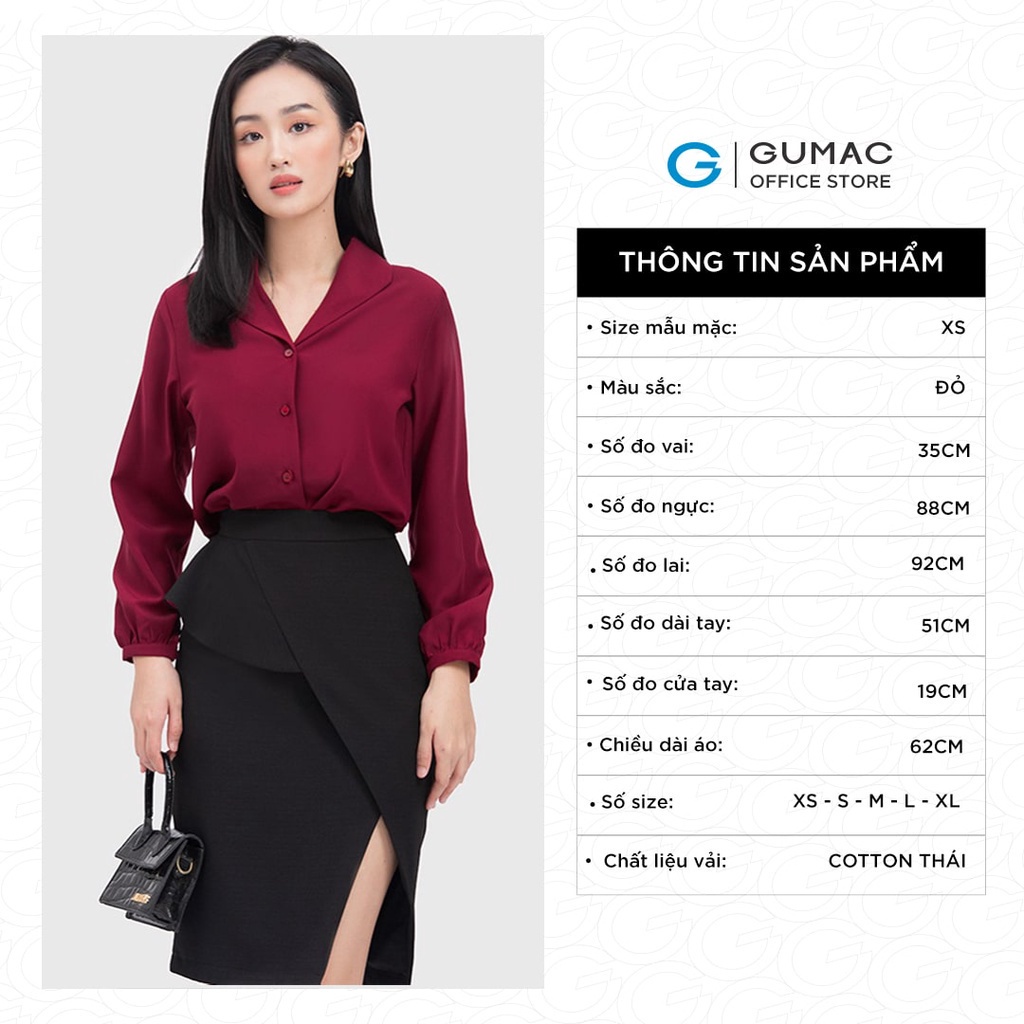 [Mã WABRGUM giảm 10% tối đa 30K đơn 99K] Áo sơ mi nữ cổ sam thời trang GUMAC AC04036 - mẫu mới