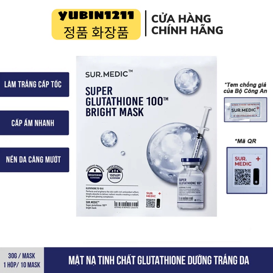 Mặt Nạ Sur.Medic Bright Glutathione Mask Truyền Trắng