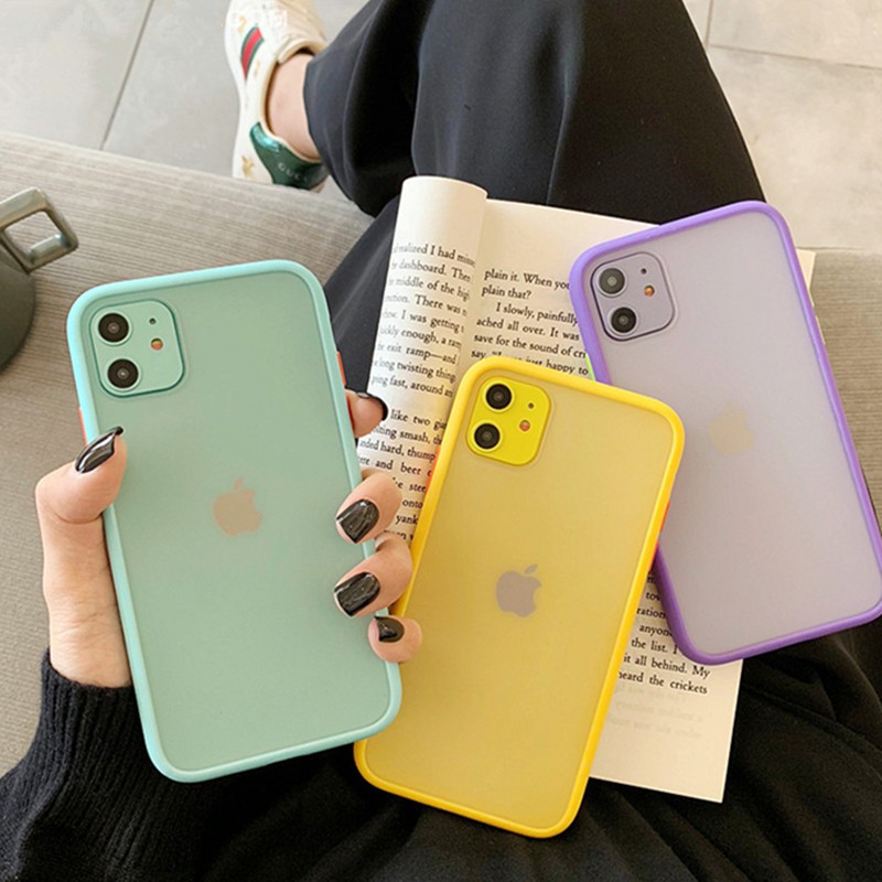 🌟Case iPhone 13🌟 Ốp Lưng Nhám Viền Màu Chống Sốc iPhone 11/11 Pro/11 Promax/12/12 Pro/12 Promax - MINH AN SAIGON