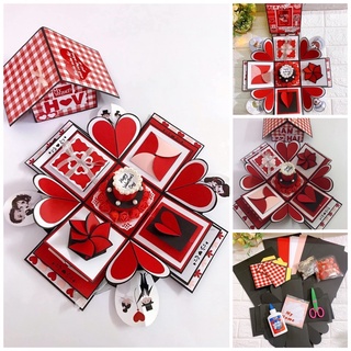 Combo nguyên liệu love box giấy trơn màu dáng ngôi nhà- Đặt theo yêu cầu - Tặng ảnh kèm chữ
