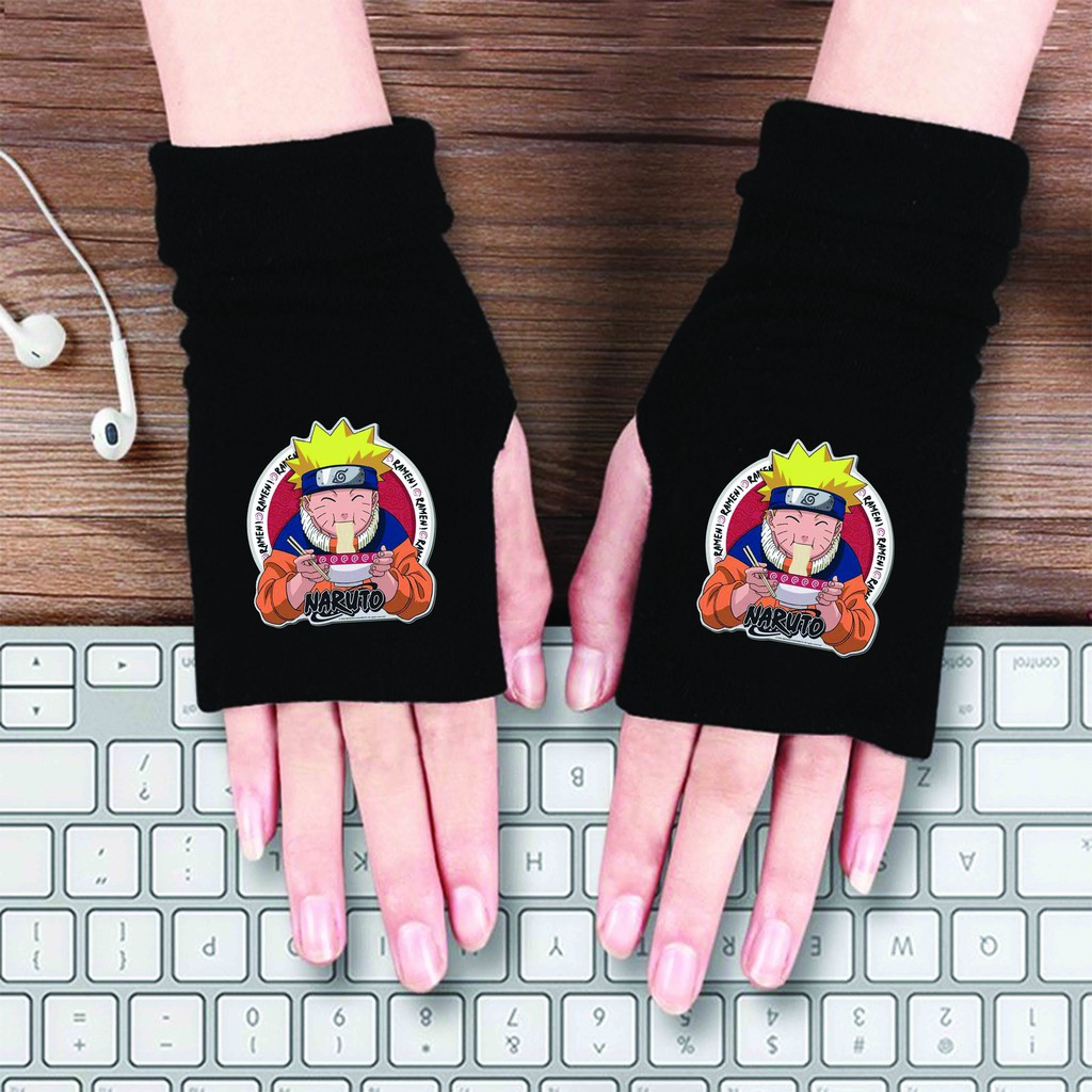 Găng tay len in hình NARUTO anime chibi thời trang nam nữ ấm áp