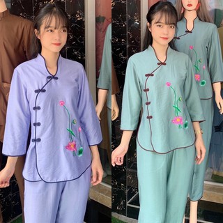 Đồ Lam Đi Chùa # Tàu Xéo Vải Tơ Lụa Cao Cấp # Quần Áo Nữ # Đồ Bộ Nữ