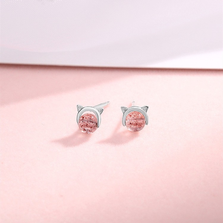 Đôi Khuyên Tai Hình Chú Mèo Đính Đá Dễ Thương Cho Nữ