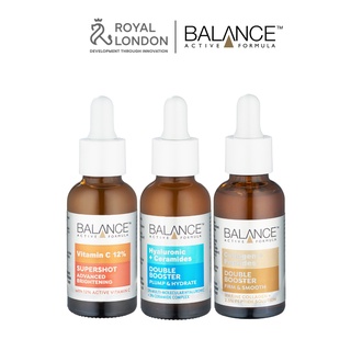 Combo 3 serum Chăm sóc da toàn diện Balance BOOSTER Vitamin C 12% + Hyaluronic và Ceramide + Collagen và Peptides 30mlx3