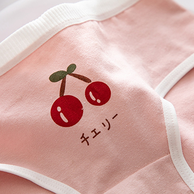 Quần lót cotton mềm mại thoáng khí in họa tiết quả cherry đáng yêu cho bé gái