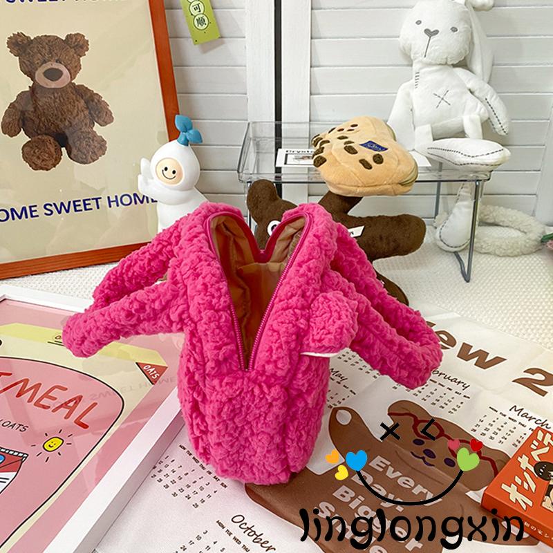 Túi Tote Phối Lông Xù Kiểu Hoạt Hình Sức Chứa Lớn Linglongxi2 Cho Nữ