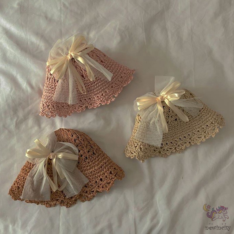 Mũ Rộng Vành Chống Nắng Thắt Nơ Xinh Xắn Cho Bé Gái