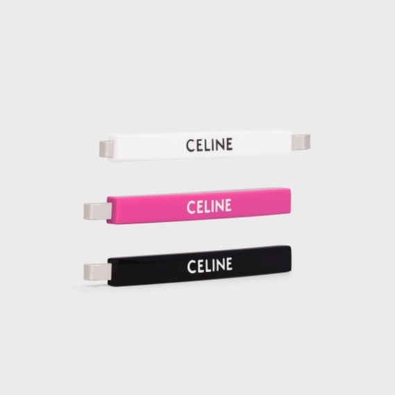 OFF WHITE Set 3 Kẹp Tóc Màu Đen/Hồng/Trắng CE 2022 Thời Trang Hè Cá Tính