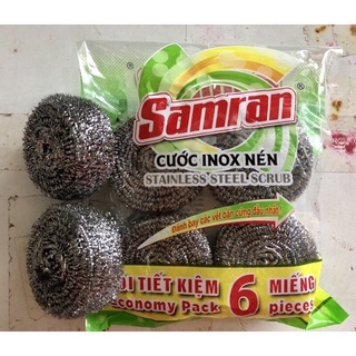 Cước nén inox SamRan chùi xoong nồi 1 cái loại dày dặn