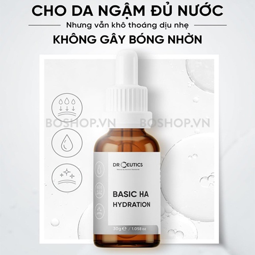 Tinh Chất Basic HA Hydration, Hyaluronic Serum + NMFs DrCeutics Cấp Ẩm Và Căng Bóng Da 30ml