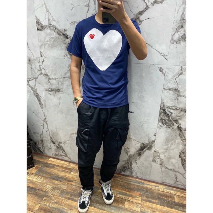 Áo Thun Tay Ngắn In Logo Trái Tim PLAY CDG Dễ Thương Cho Cặp Đôi