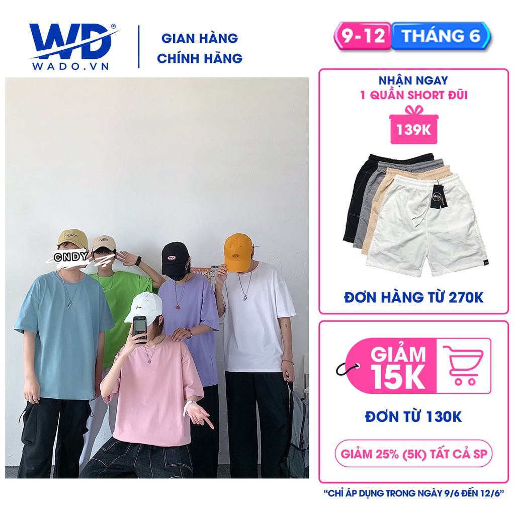 Áo thun unisex Wado basic tee phông trơn nam nữ tay lỡ oversize form rộng 8 màu