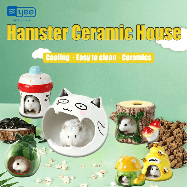 Yee Nhà gốm thú cưng Hamster Nest Sleeping Phòng ngủ bằng sứ cao cấp Mùa hè mùa hè tự nhiên làm mát Chuột đồng/mèo rồng