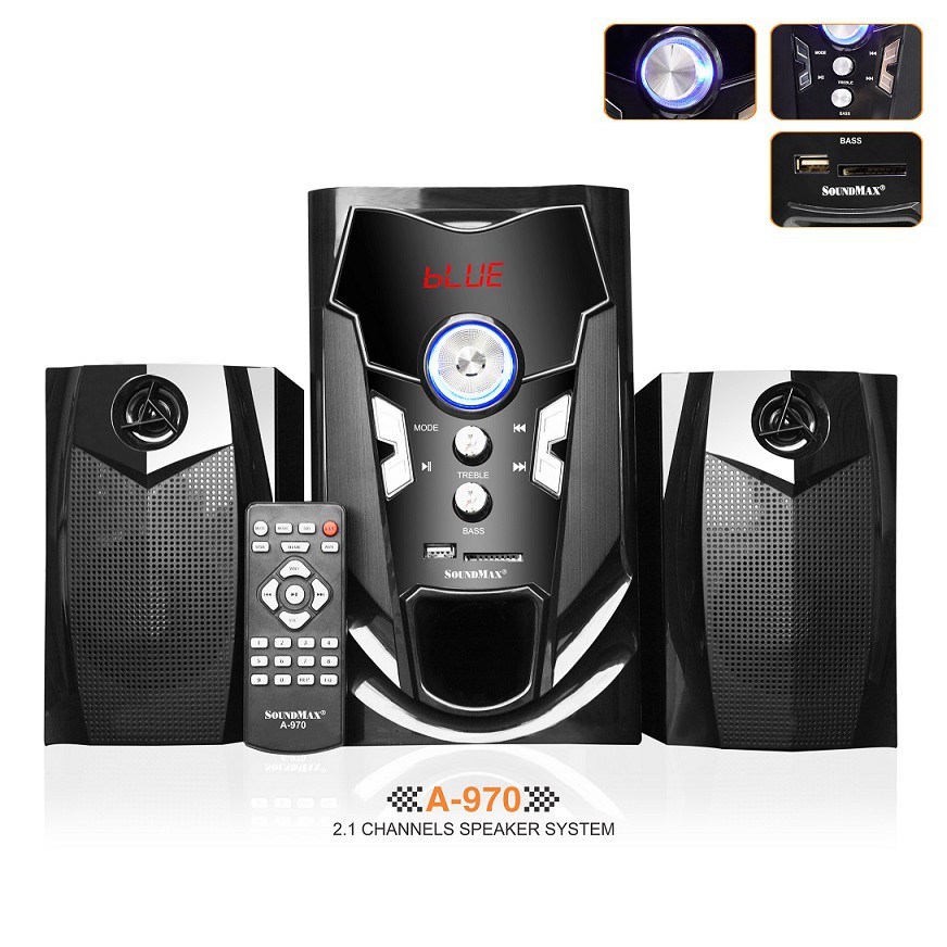 Loa SOUNDMAX A970 (2.1) 40W - NEW: Bluetooth, USB, thẻ nhớ, điều khiển từ xa-Hàng Chính Hãng