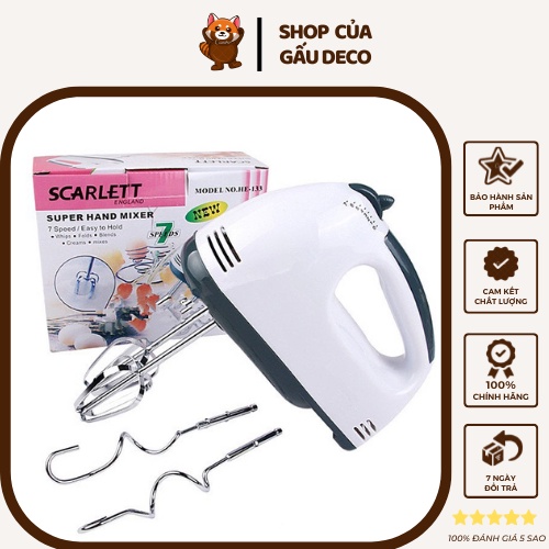Máy Đánh Trứng Cầm Tay Máy Đánh Trứng Mini Cầm Tay Scarlett 7 Tốc Độ Cực Mạnh - Hoạt Động Êm Ái
